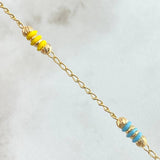 Pulso Espiga Bolas Emuladoras 2.4gr / 18cm / 3mm Diamantadas Cauchos Colores Oro Amarillo 18K *