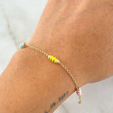 Pulso Espiga Bolas Emuladoras 2.4gr / 18cm / 3mm Diamantadas Cauchos Colores Oro Amarillo 18K *