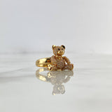 Anillo Oso Articulado Moño 5.95gr / T6 / 2cm / Circones Blancos Negros Oro Amarillo