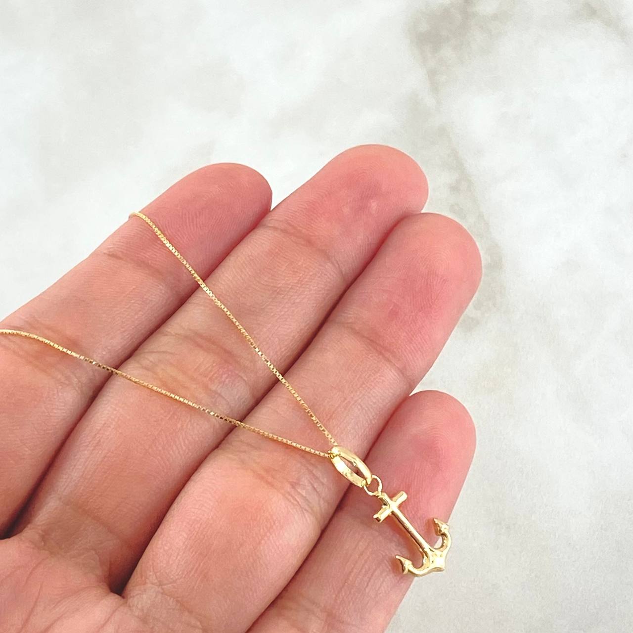 Set Cadena Veneciana 1gr / 45cm / 0.6mm + Dije Ancla 0.45gr / 1.8cm / 1.45gr Oro 18K (Oferta) ©