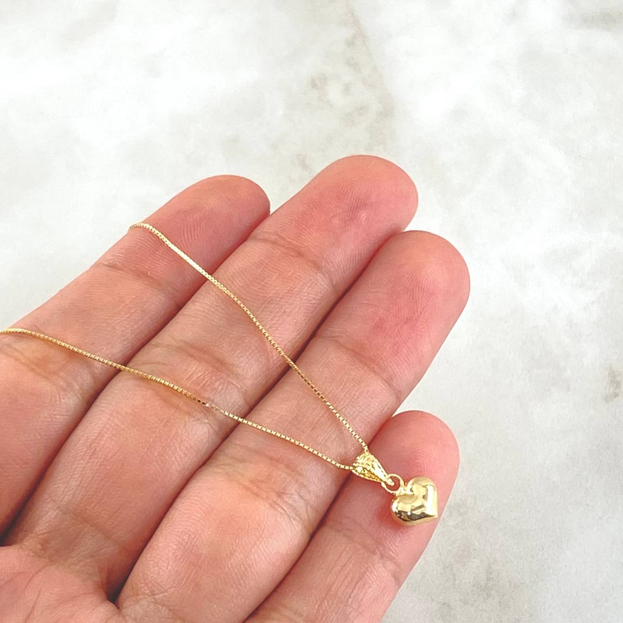 Set Cadena Veneciana 0.95gr / 45cm / 0.6mm + Dije Corazón 0.3gr / 1.1cm / Bordeado 1.25gr Oro 18K (Oferta) ©