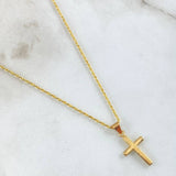 Set Cadena Lazo 1.15gr / 60cm / 1.2mm + Dije Crúz Lisa 0.5gr / 2.3cm / 1.65gr Oro Amarillo 18K (Oferta)