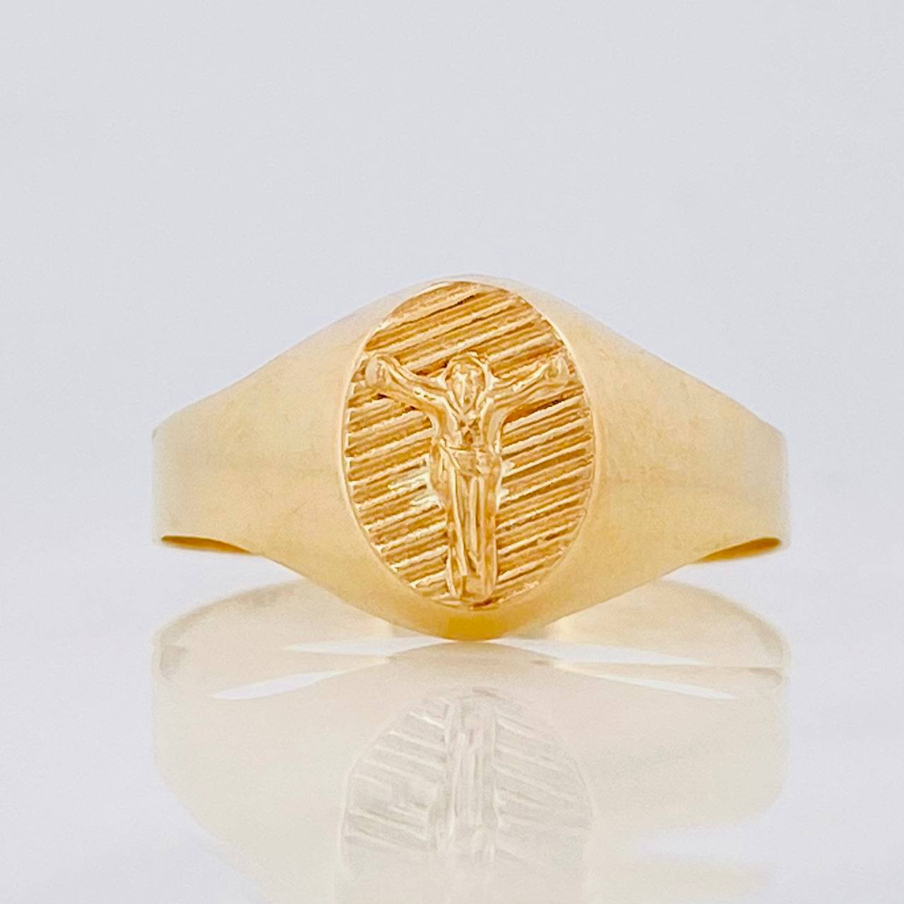 Anillo Sello Jesucristo 1.5g / T6 3/4 Oro Amarillo 18K
