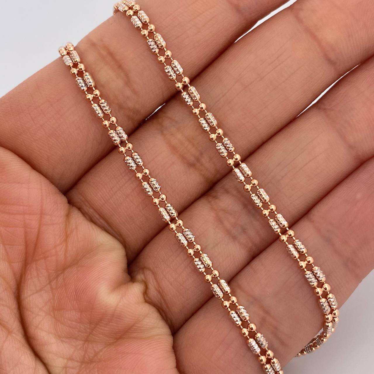 Cadena Morse 10.85gr / 60.5cm / 2.93mm Dos Oros Blanco Rosa +3 18K %