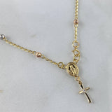 Tobillera Denario Virgen Milagrosa 3gr / 25cm / 3mm Bolas Diamantadas Circon Blanco Tres Oros