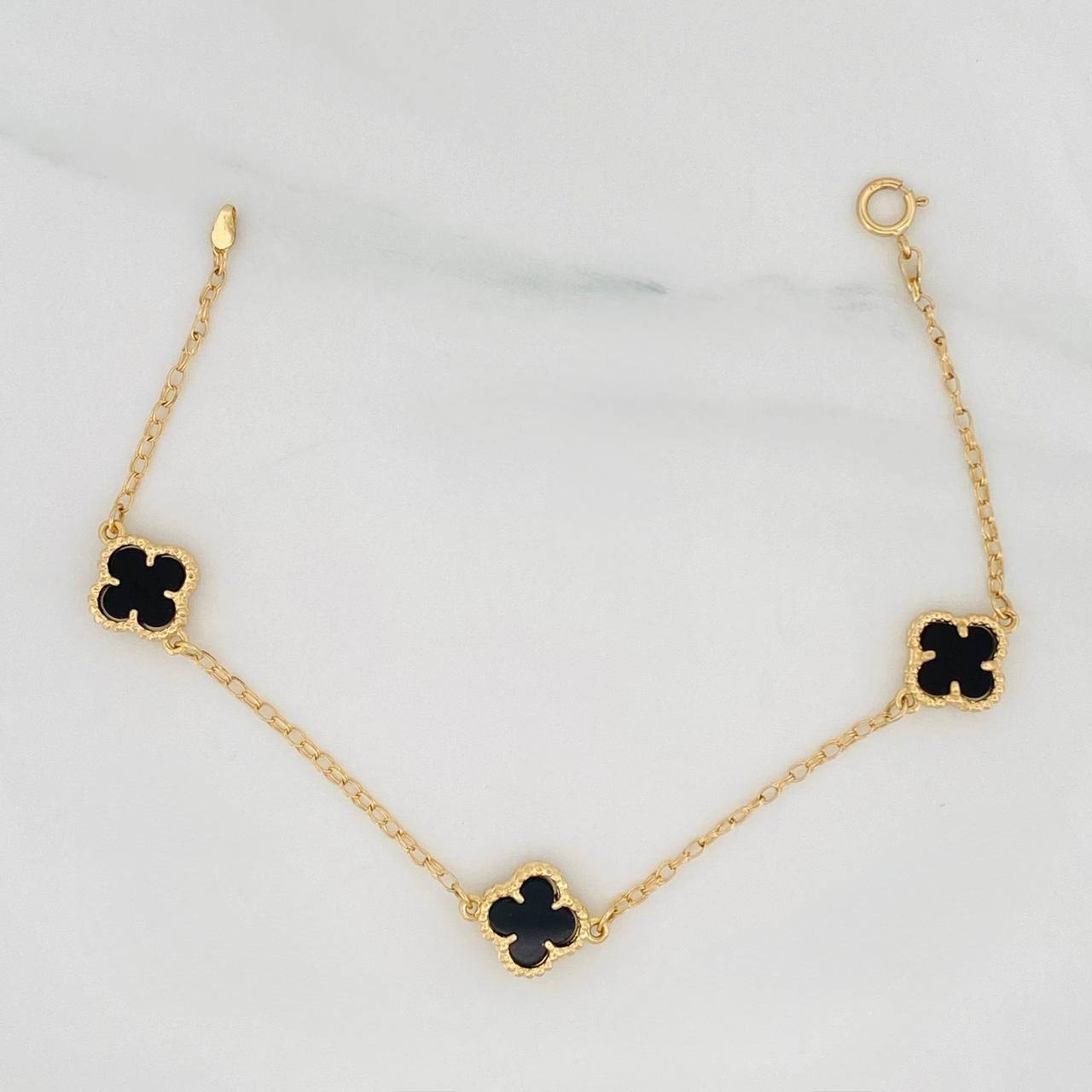 Pulso Aro Seguido Trebol 4.4g / 18.5cm / 1.6mm Oro Amarillo 18K