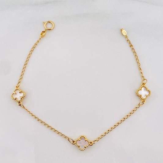 Pulso Espiga Trebol 3g / 18cm / 1.45mm Oro Amarillo 18K