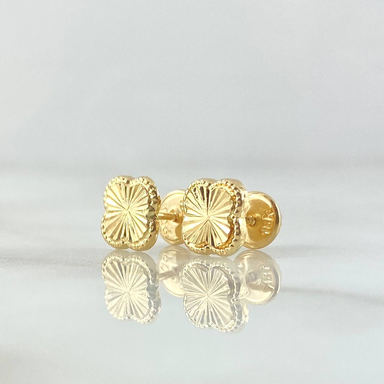 Topos Trébol VCyA 1gr / 7mm Diamantado Borde Punteado Oro Amarillo Nac.Esp. 18K