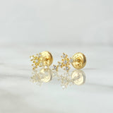 Topos Cruz Punteada 0.7gr / 7mm Circones Blancos Oro Amarillo 18K *