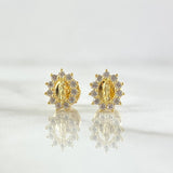 Topos Virgen Milagrosa Silueta 1gr / 8mm Circones Blancos Oro Amarillo 18K ©