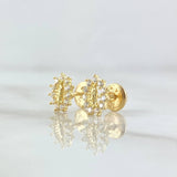 Topos Virgen Milagrosa Silueta 1gr / 8mm Circones Blancos Oro Amarillo 18K *
