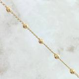 Pulso Denario Virgen Milagrosa Cruz Lisa 3.15gr / 19cm / 4mm Bolas Diamantadas Oro Amarillo 18K