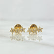 Topos Estela En Flores 0.8gr / 1mm Circones Blancos Oro Amarillo 18K