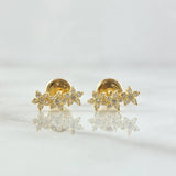 Topos Estela En Flores 0.8gr / 1mm Circones Blancos Oro Amarillo 18K