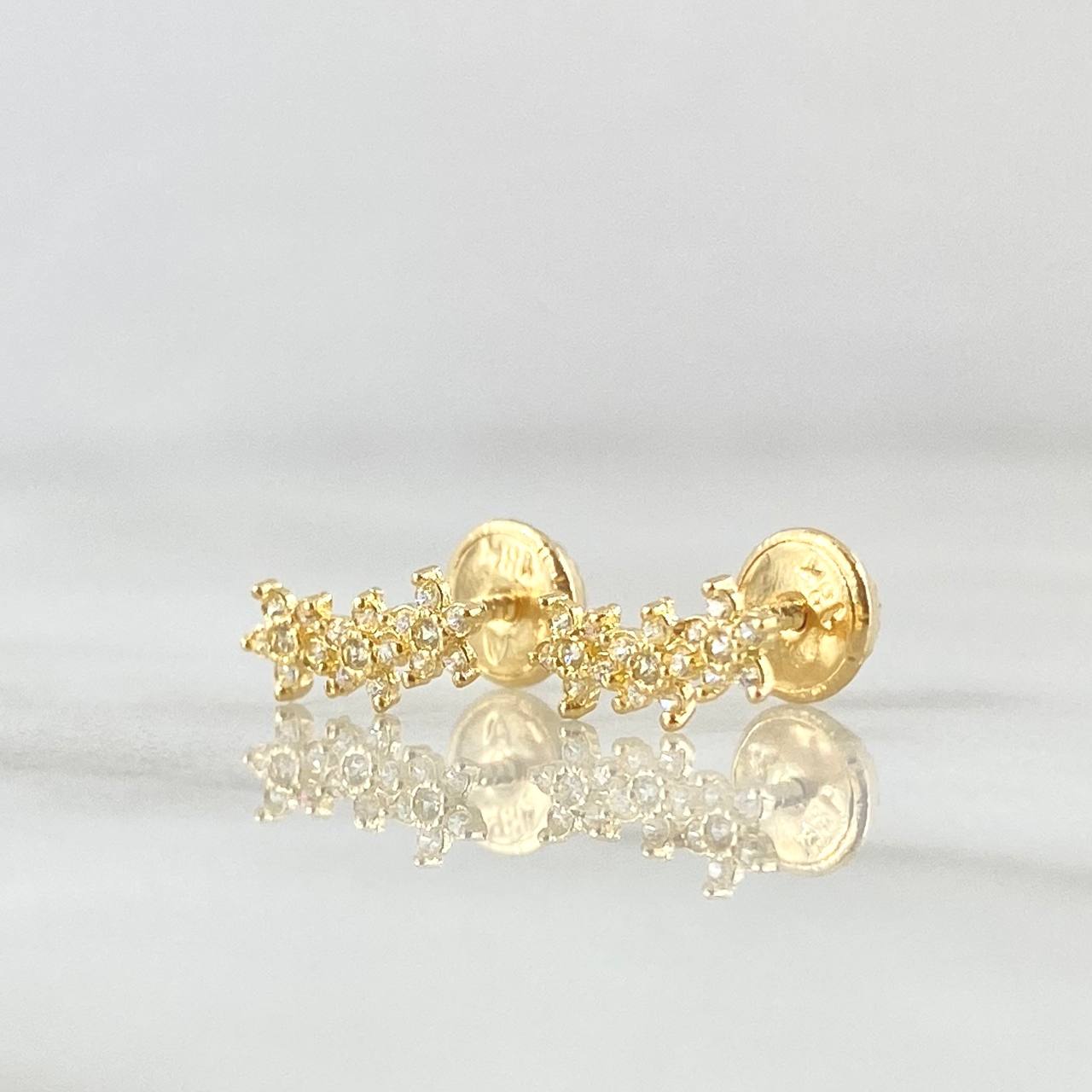 Topos Estela En Flores 0.8gr / 1mm Circones Blancos Oro Amarillo 18K