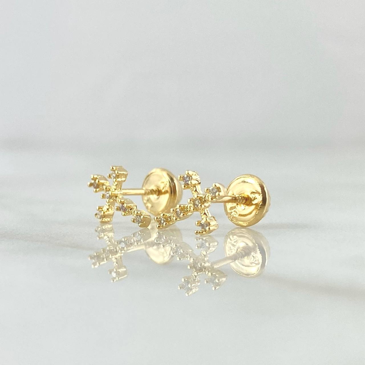 Topos Cruz 0.85gr / 1cm / Circones Blancos Oro Amarillo 18K