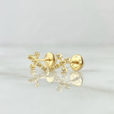 Topos Cruz 0.85gr / 1cm / Circones Blancos Oro Amarillo 18K