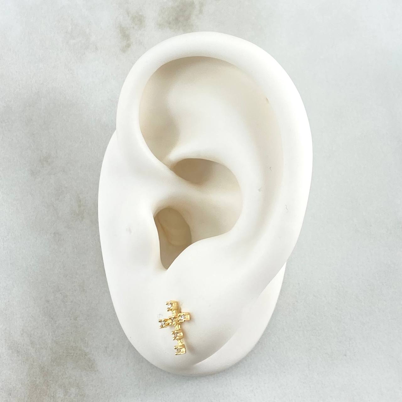 Topos Cruz 0.85gr / 1cm / Circones Blancos Oro Amarillo 18K