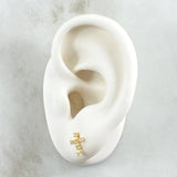 Topos Cruz 0.85gr / 1cm / Circones Blancos Oro Amarillo 18K