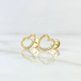 Topos Silueta Corazón 1.1gr / 9mm Circones Blancos Oro Amarillo 18K