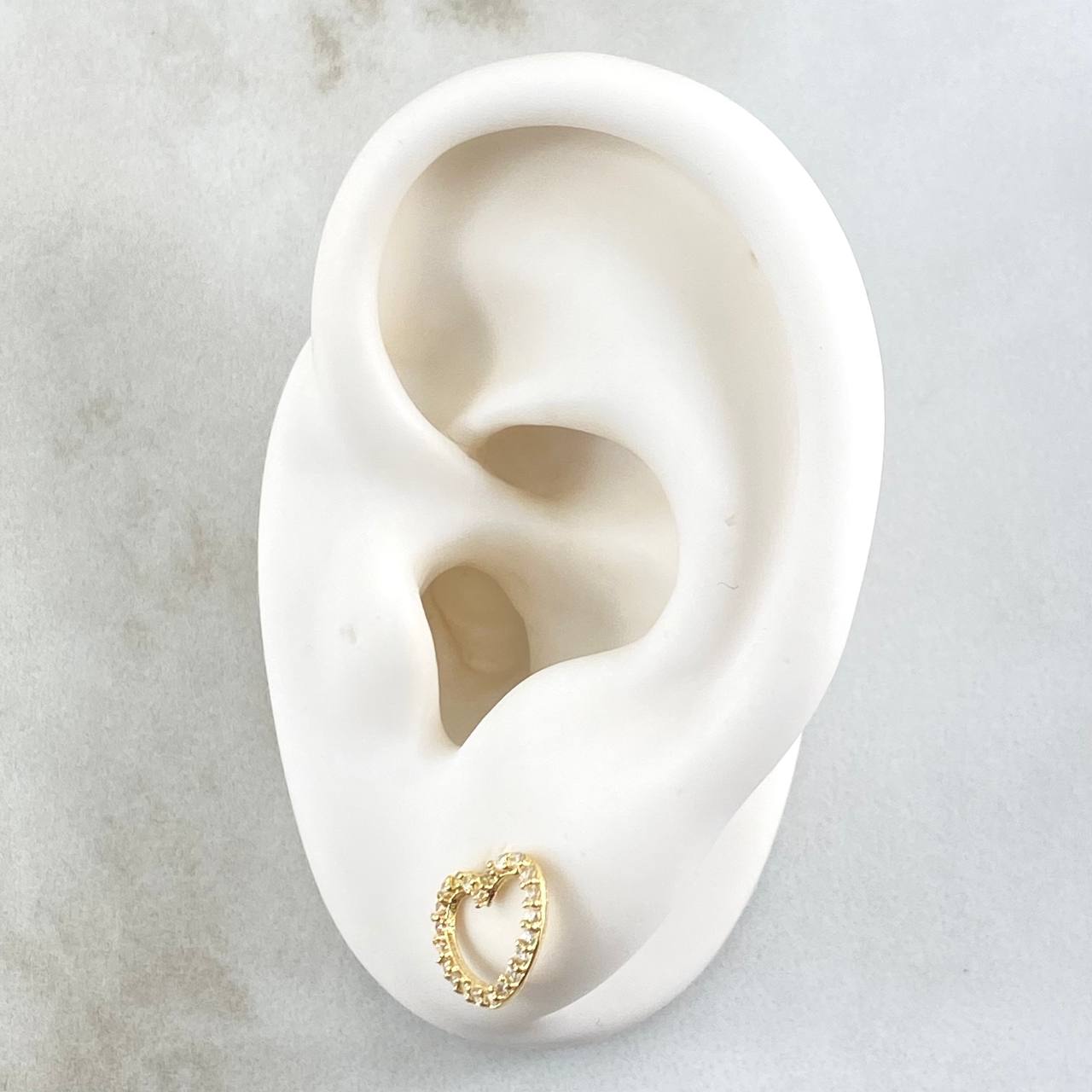 Topos Silueta Corazón 1.1gr / 9mm Circones Blancos Oro Amarillo 18K