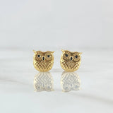 Topos Búho 0.8gr / 8mm Texturizado Oro Amarillo 18K
