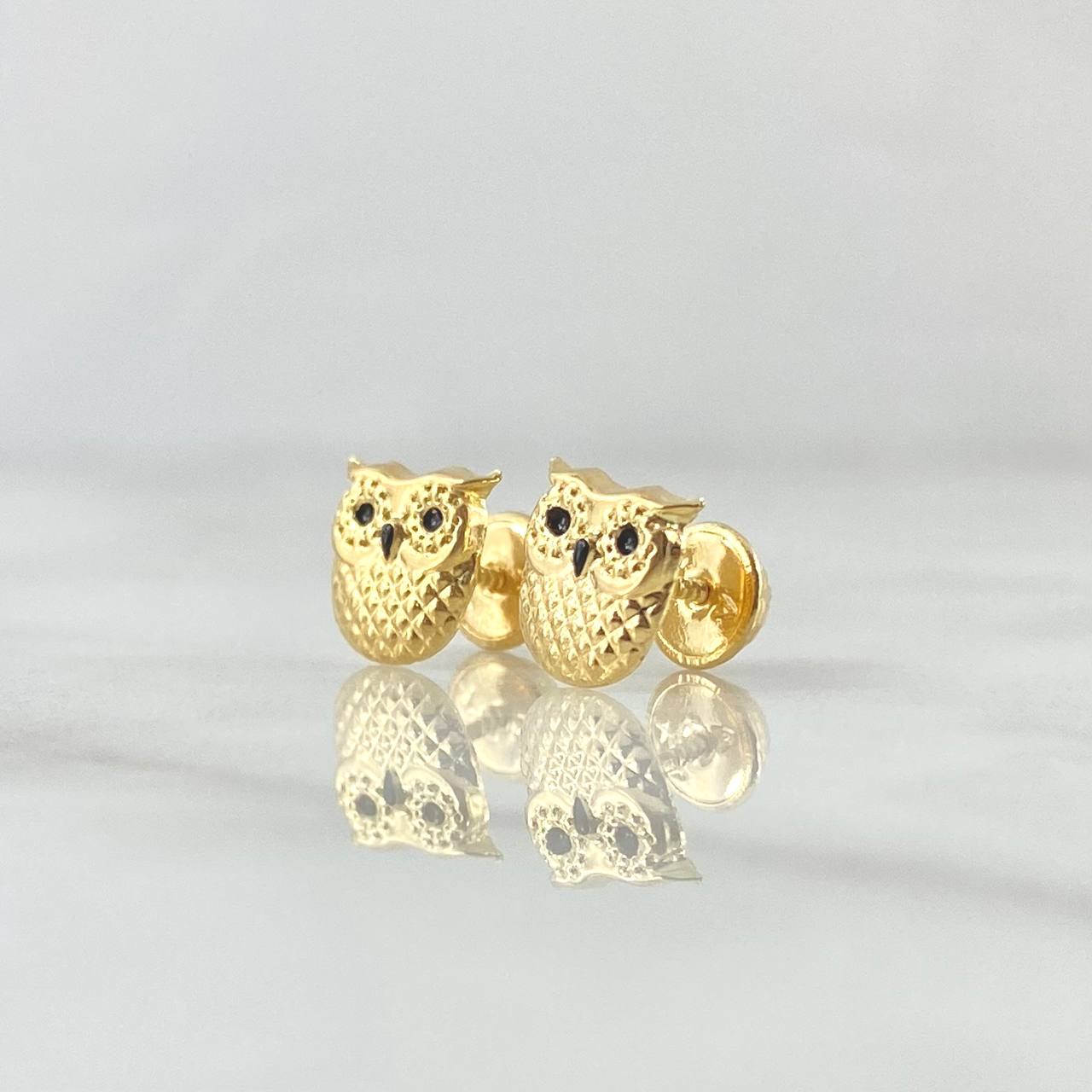 Topos Búho 0.8gr / 8mm Texturizado Oro Amarillo 18K