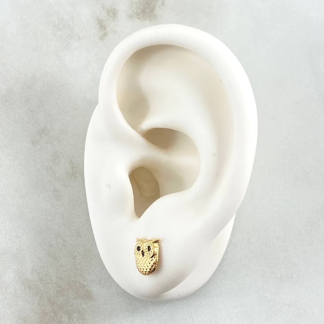 Topos Búho 0.8gr / 8mm Texturizado Oro Amarillo 18K