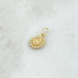 Dije Corona RX 0.4gr / 1.5cm / Circones Blancos Oro Amarillo 18K *