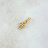 Dije Cruz Punteada 0.55gr / 1.5cm / Circones Lila Oro Amarillo 18K