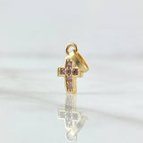 Dije Cruz Punteada 0.55gr / 1.5cm / Circones Lila Oro Amarillo 18K