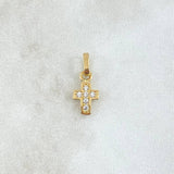 Dije Cruz Punteada 0.55gr / 1.5cm / Circones Blancos Oro Amarillo 18K