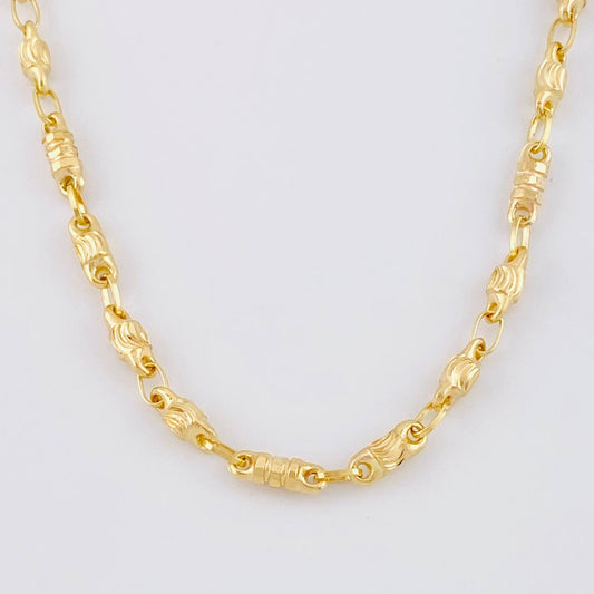 Cadena Rustica Barril Diamantado 15.95g / 65cm / 3.4mm Oro Amarillo 18K