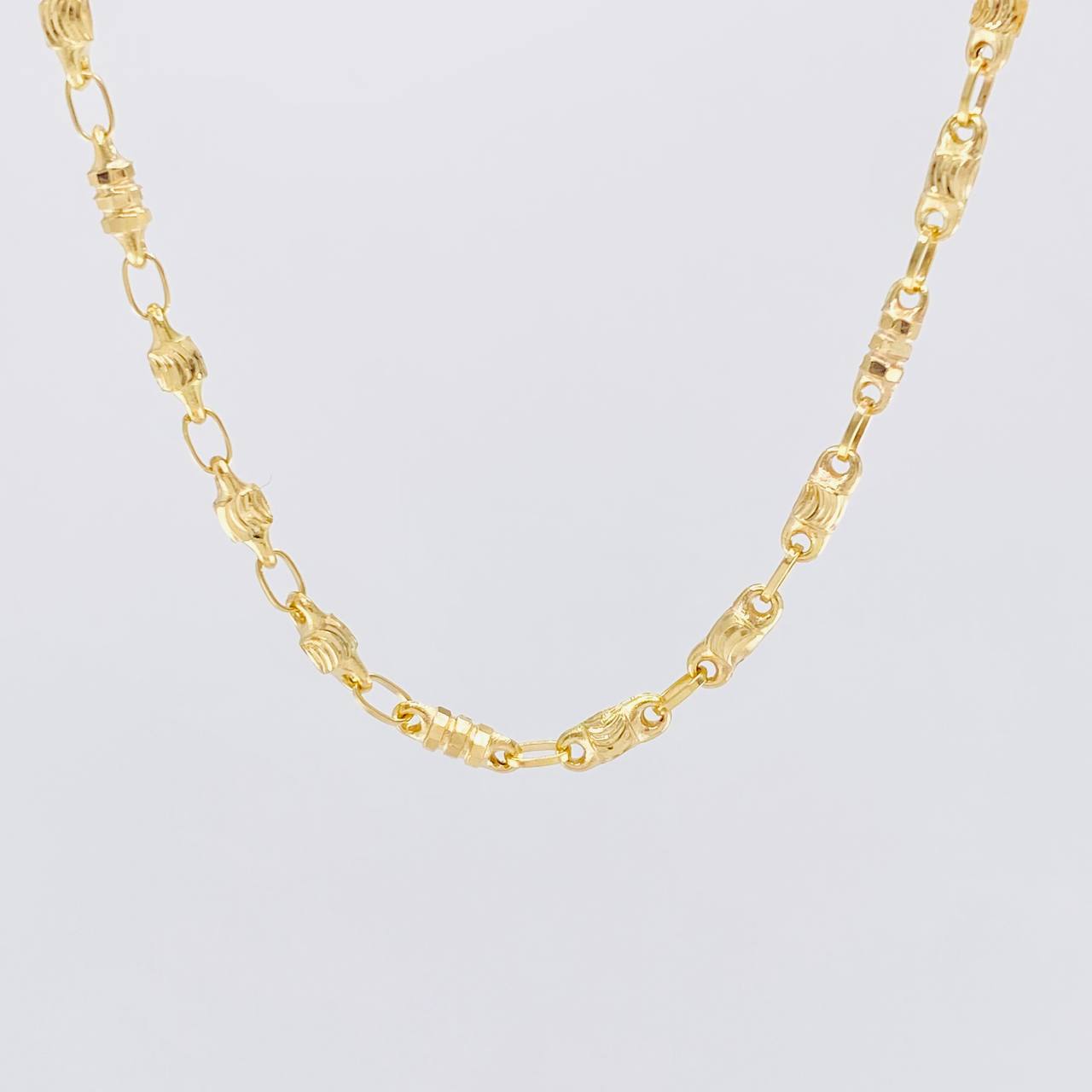 Cadena Rustica Barril Diamantado 16.15g / 65cm / 3.2mm Oro Amarillo 18K