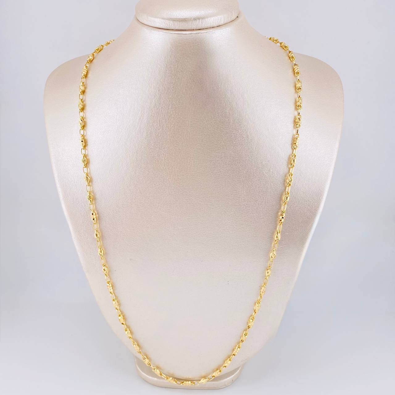 Cadena Rustica Barril Diamantado 15.95g / 65cm / 3.4mm Oro Amarillo 18K