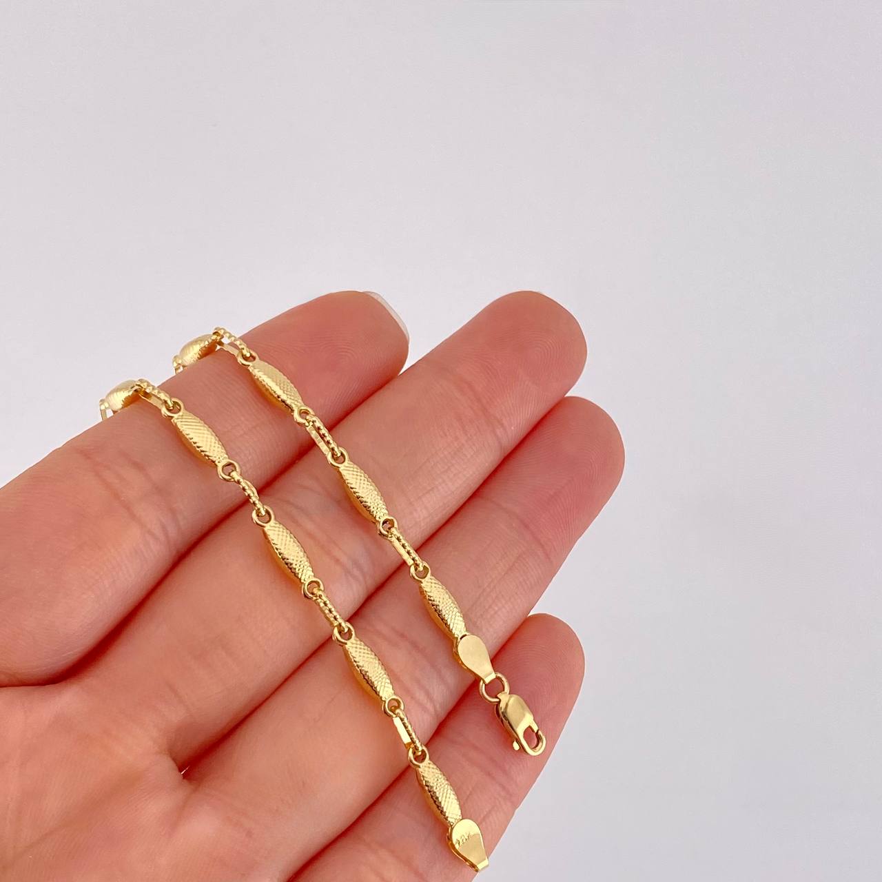 Pulso Rustico Eslabón 3.95g / 21.8cm / 3.3mm Oro Amarillo 18K