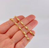 Pulso Rustico Líneas Paralelas 4.65g / 21.8cm / 3.7mm Oro Amarillo 18K