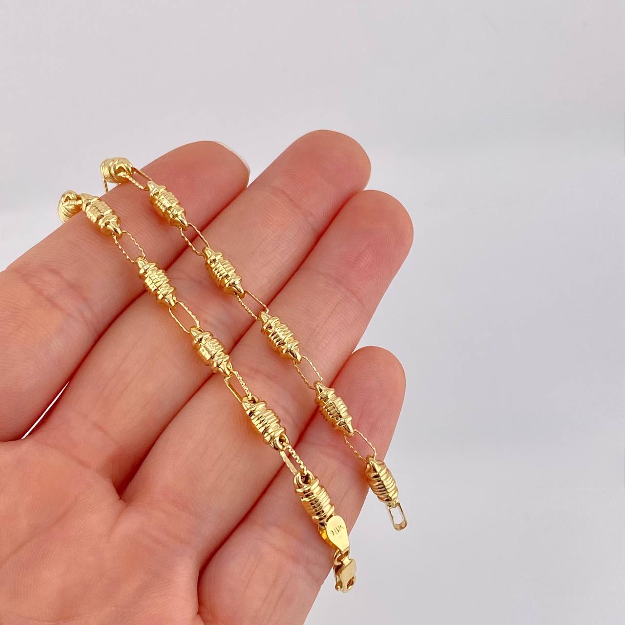 Pulso Rustico Barril 4.55g / 20.9cm / 4.1mm Oro Amarillo 18K