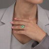 Anillo Rectangulo Tupido 4.05gr / T6 1/4 / Esmeraldas 58 Pts Diamantes 12 Pts Oro Amarillo 18K (Joya)