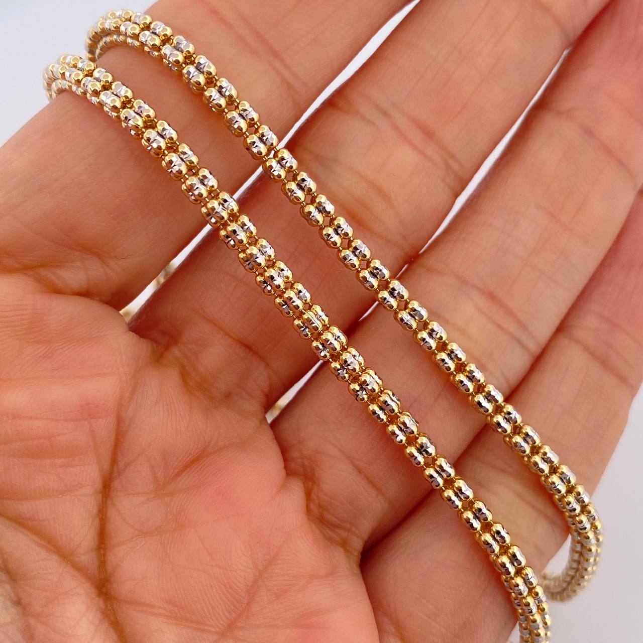 Cadena Ice 28.75gr / 60cm / 3.8mm Dos Oros Amarillo Blanco +3 18K