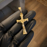 Dije Cruz Cristo 7.0gr/5cm Circones Blancos Oro Amarillo*