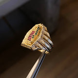 Anillo Virgen Guadalupe 8gr T5 3/4 Circones Fucsias Verdes Blancos Oro Amarillo*