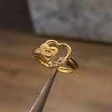 Anillo 15's Corazon 2.45gr-T5 Circones Blancos Oro Amarillo