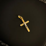 Dije Cristo 0.65gr/2.2cm Liso Dos Oros Amarillo Blanco L750*