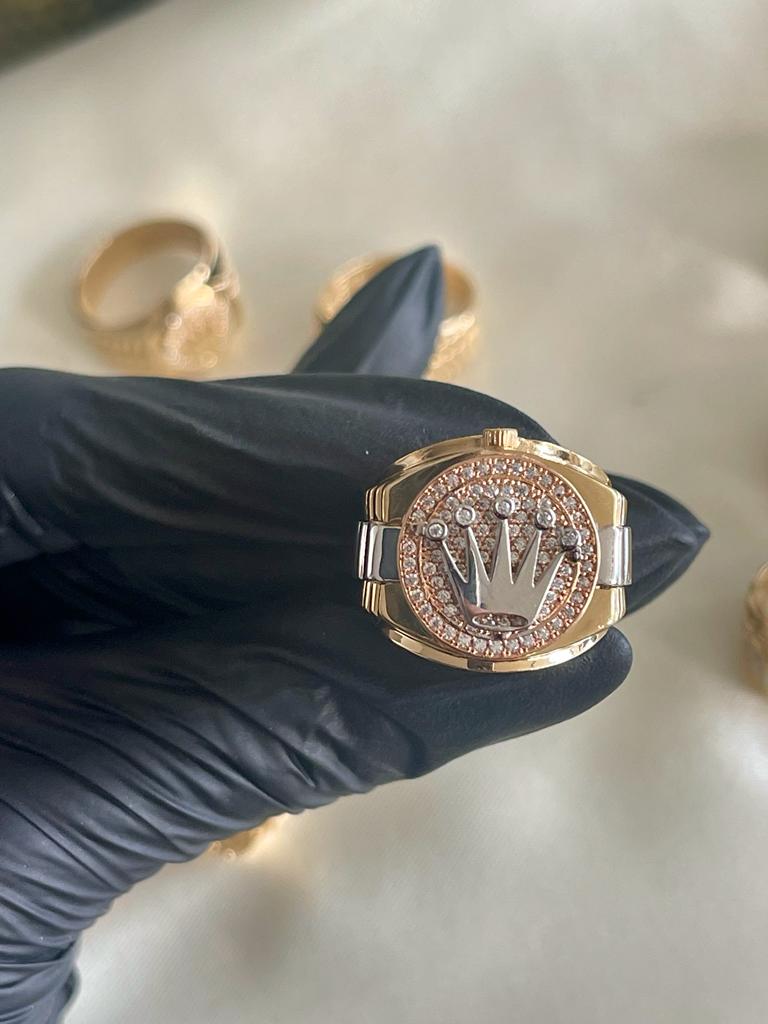 Anillo Corona Rx 6.65gr-T8 3/4 Tres Oros