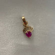 Dije Corona Corazon 0.75gr/1.6cm Circon Fucsia Oro Amarillo