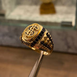 Anillo Simbolo Dolar 11.55gr-T8 1/2 Circones Negros Oros Amarillo
