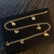 Tobillera Aro Seguido 3.5gr / 25cm "Abeja-Elefante-Pez-Mariposa-Mariquita-Oso" Oro Amarillo
