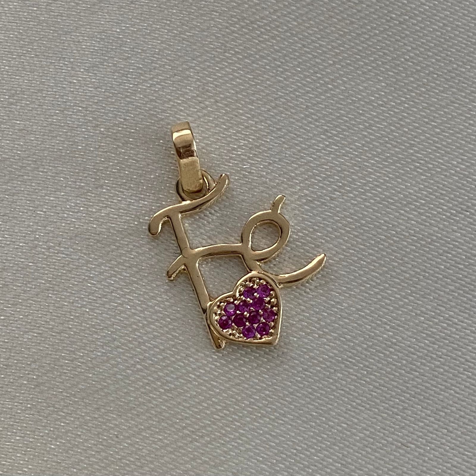 Dije Fe 1.25gr/1.9cm Circones Fucsia Oro Amarillo