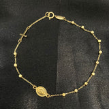 Pulso Denario 1.85gr/18.5cm Virgen Milagrosa Cuadrados 3mm Oro Amarillo +4